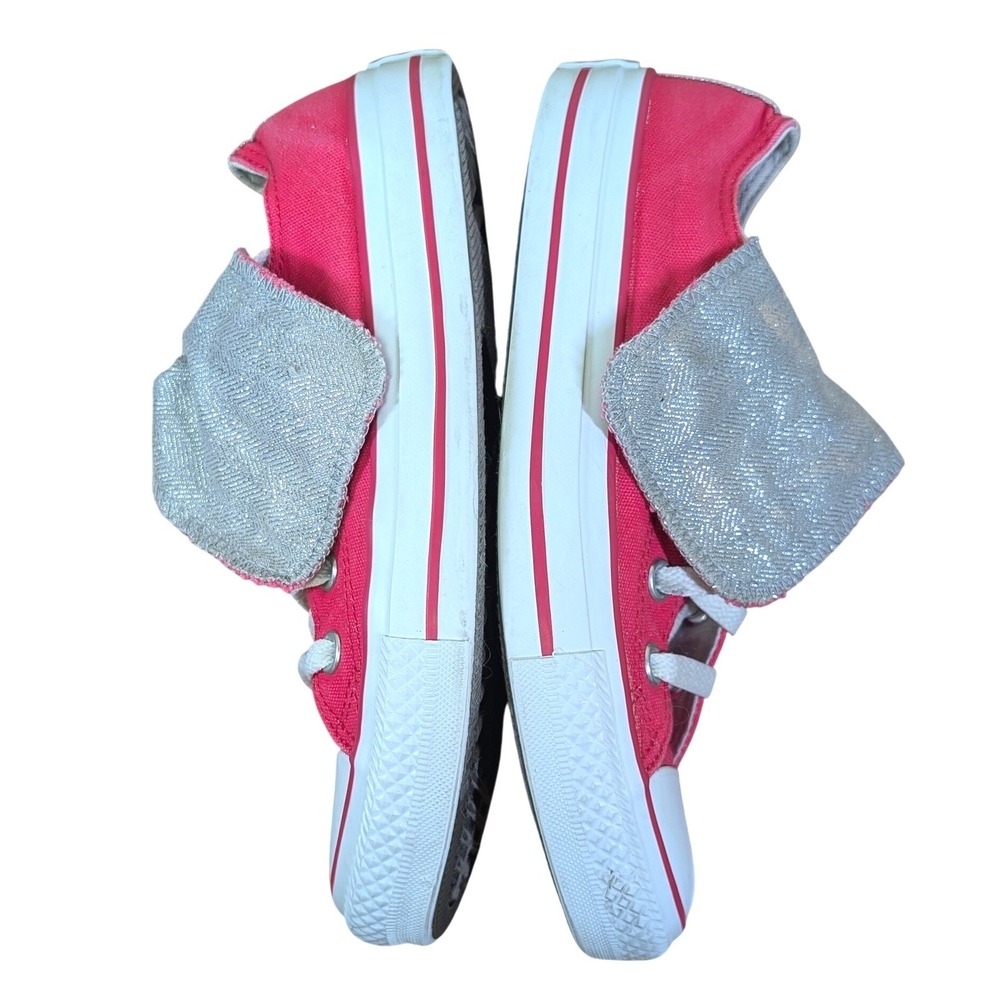 Converse All Star US 6 Women's Pink & Silver Low Top Sneakers Fold Over Tongue - Picture 8 of 9